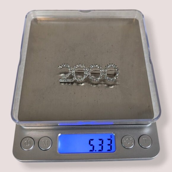 (2/$20) Vintage Y2K Rhinestone 2000 Brooch - Picture 6 of 6